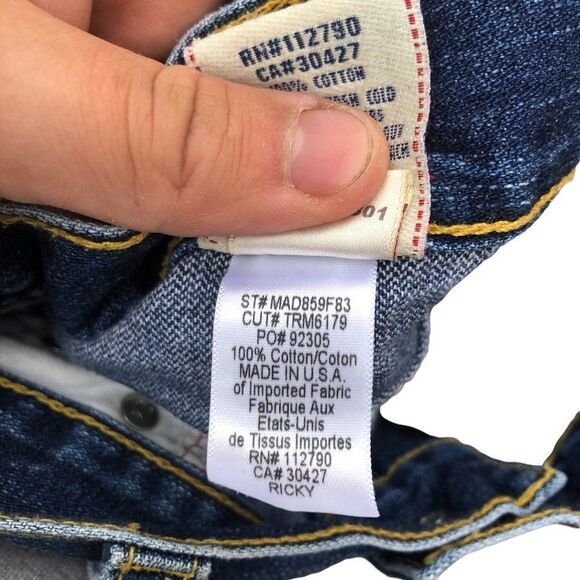 Vintage True Religion Jeans Size 33 'Skull Tab' RICKY Blue - Picture 6 of 10